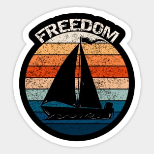 Freedom Retro Vintage Sailboat Design Sticker